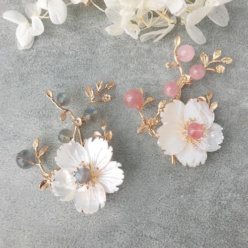 Image of Brooches for Women with Crystal, Pink Flower, Rhinestone Brooches Pins Elegant Jewelry Blossom Fashionable Gifts Ladies Bouquet Brooches Pin for Birthday, Party, New Year, Wedding