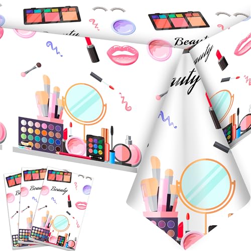 Huxolynifty Toalha de mesa para festa de SPA, toalha de mesa com tema de SPA - conjunto de 3 peças "54 x 108" maquilhagem festa toalhas de mesa para mesas de maquilhagem, festas temáticas de