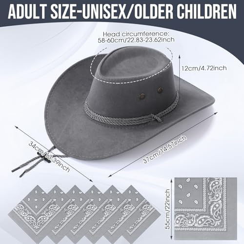 Image of Zhanmai 12 Pcs Cowboy Hat and Bandana Cowboy Cowgirl Hats Bulk Western Party Costume Halloween Accessory