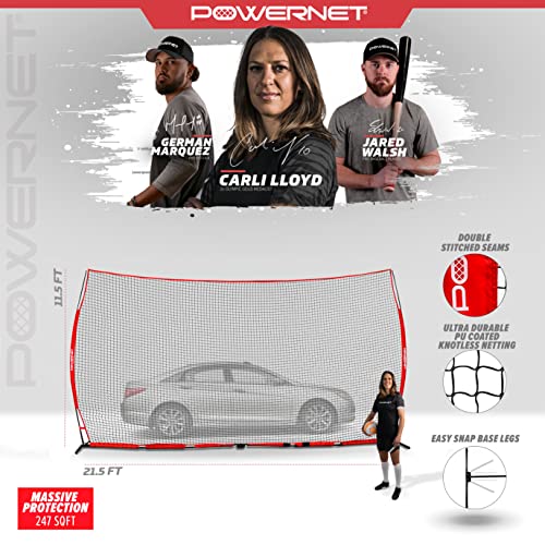 Powernet Xl Sports Barrier Net 21.5 Ft X 11.5 Ft - 247 Sqft Of Protection | Safety Backstop Barricade For Baseball, Lacrosse, Basketball, Soccer, Field Hockey, Softball | Portable Ez Setup | Indoor O #TOP1