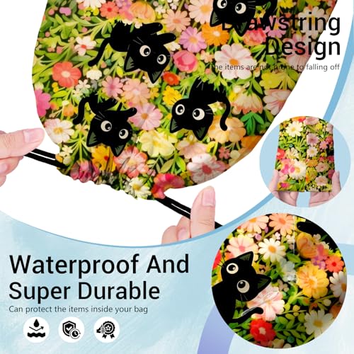 Image of Cat Grip Bag for Gymnast Colorful Blossom Small Gym String Storage Pouch Bag