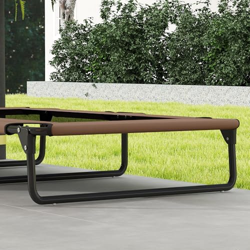 PawHut Hundeliege Outdoor, Erhöhtes Hundebett für große Hunde, klappbar Haustierliege mit Mesh Stahlrahmen Füßen, Haustierbett für Draußen Camping, 107x61x20 cm, Kaffee