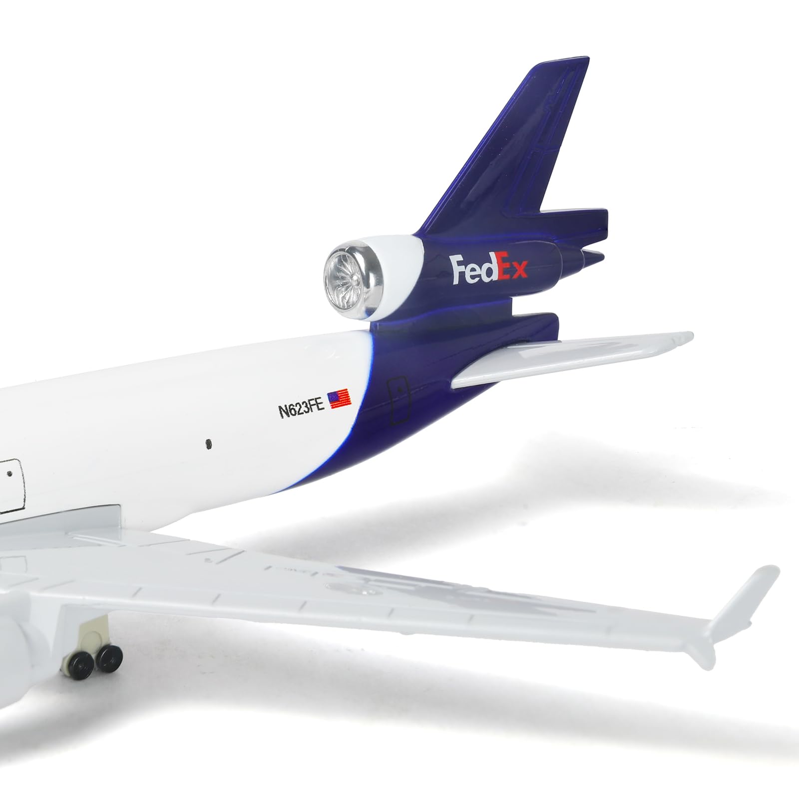 1/300 MD-11 - Modellino di aereo in metallo pressofuso per FedEx con supporto (21,1 cm L), modello di aereo cargo per adulti, giocattoli di aerei, regali o collezioni di aviazione
