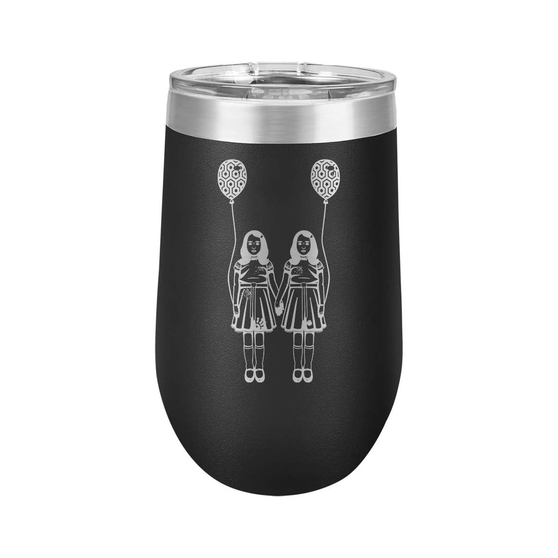 Creepy Scary Hallway Twins Horror Film Movie Parody - Polar Camel 16 oz. Vacuum Insulated Stemless Tumbler w/Lid (Black)