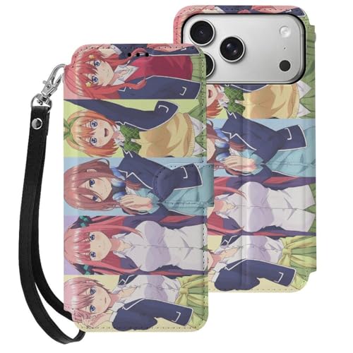 iPhone17 Pro Max用ケース 手帳型 五等分の花嫁 中野一花 二乃 三玖 四葉 五月 アイフォン17 Pro Max用ケース 財布型 スマホケース PUレザー おしゃれ カード収納 スタンド機能 携帯カバー 耐衝撃 2025年新型