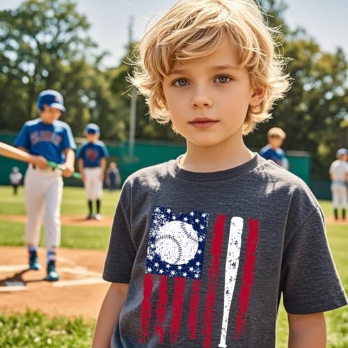 Kids 4th of July T-Shirt for Boys Patriotic Tops American Flag Shirts Independence Day Clothes Cotton Tees 2-10 Years4