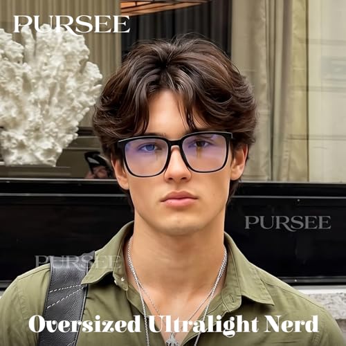 Image of TR90 Oversized Blue Light Blocking Glasses Men Women Ultralight Nerd Square Computer Games Black Large Eyewear