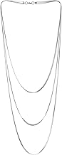 COOLSTEELANDBEYOND Flat Snake Chain Layered Three Strand Waterfall Long Statement Statement Drape Necklace