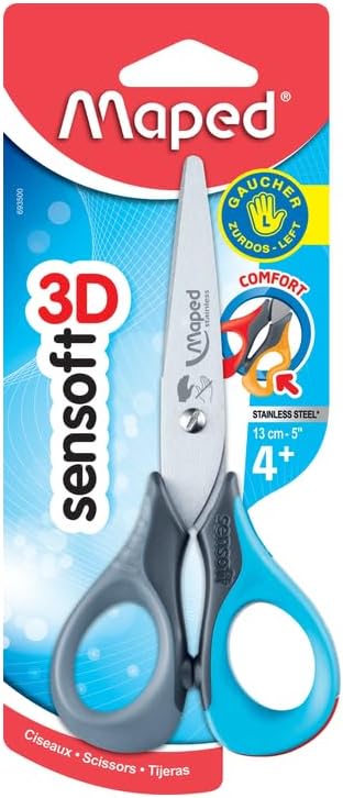 Sensoft 3D Left Handed Scissors 13cm (Assorted Colours)