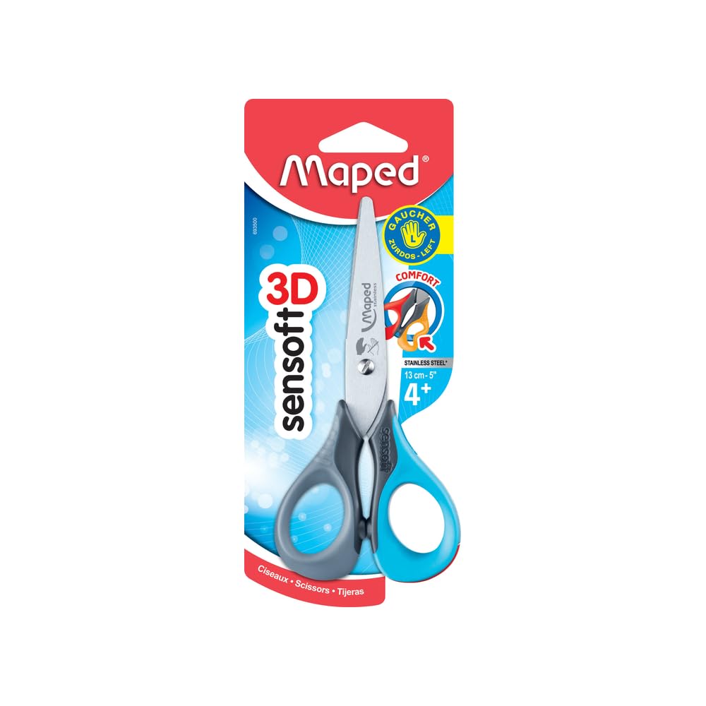 Sensoft 3D Left Handed Scissors 13cm (Assorted Colours)