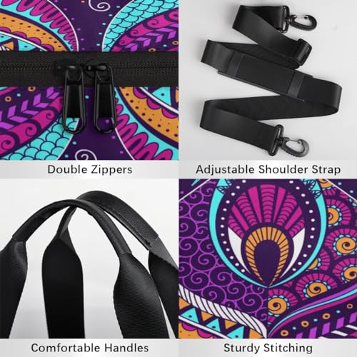 Paisley Purple Travel Gym Bag Waterproof Sport Dance Bag for Women Men Portable Gymnastics Duffel Bags Canvas Tote Carry on Handbag for Workout Overnight Weekender4