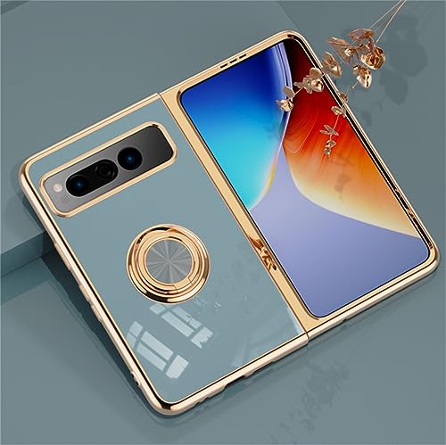 Coque anti-chute Google Pixel Fold silicone souple gris avec support anneau métal