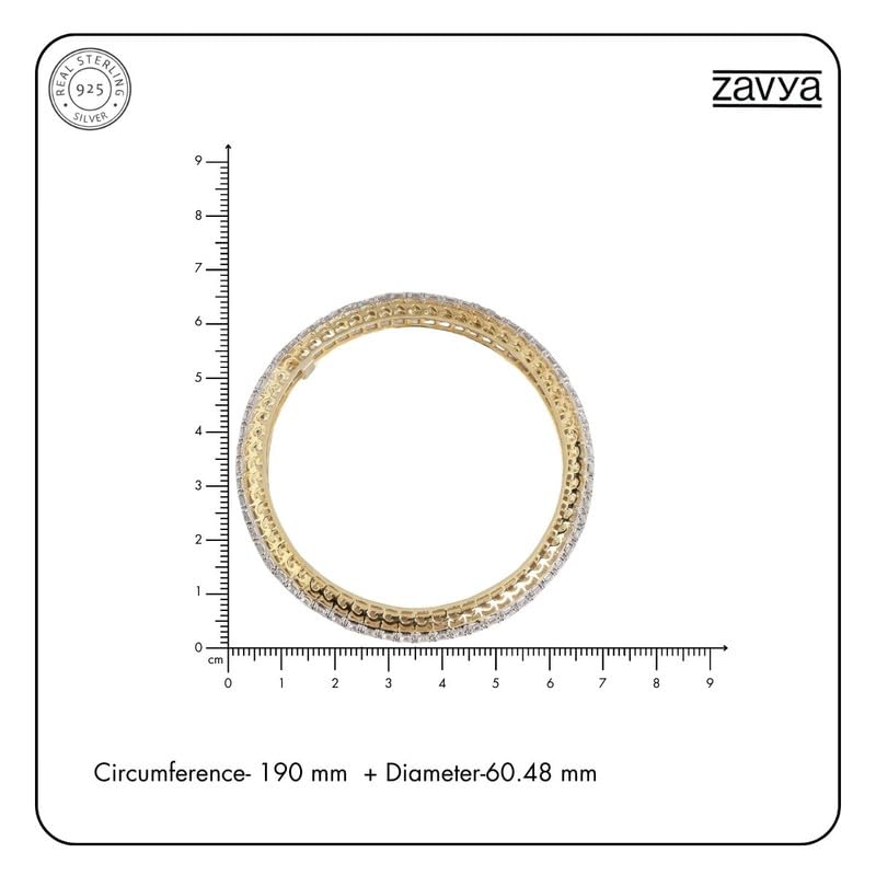 925 Silver CZ Plated Bangle for Women with Stamp