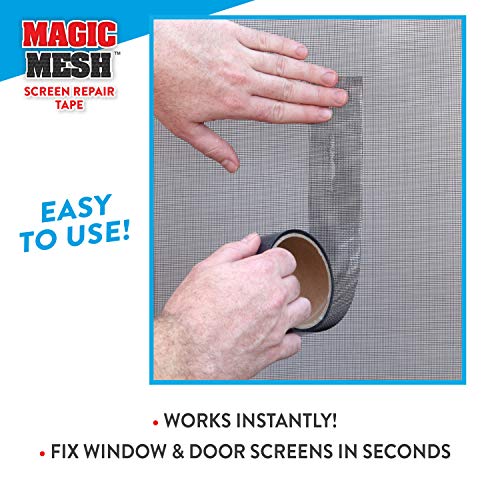 Magic Mesh Screen Repair Tape| Strong Adhesive, Instantly Mend & Repair Holes and Tears in Screen Windows, Doors, RVs & More | Size 9' x 2' (Pack of 1) by Magic Mesh - Used condition - Image 2