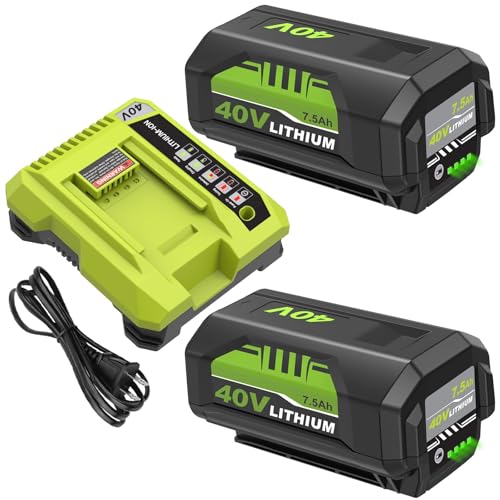 Image of Reoben 2Pack OP4060 7500mAh 40 Volt Replacement for Ryobi 40V Battery 7.5Ah | Compatible with Ryobi 40V Lithium Battery OP4050A OP40601 for 40 Volt ryobi Battery(Green-3P)