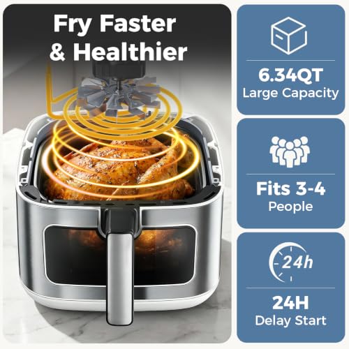 Image of DUMOS 6.34QT Air Fryer, Airfryer 8-in-1 with Viewing Window