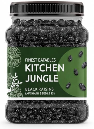 Image of Kitchen Jungle Premium Afghani Black Raisins Seedless 1kg | Kali Kishmish /Kismis | Dry Fruits, Healthy Snacks | Rich in Fiber, Potassium & Antioxidants | Tasty & Nutritious