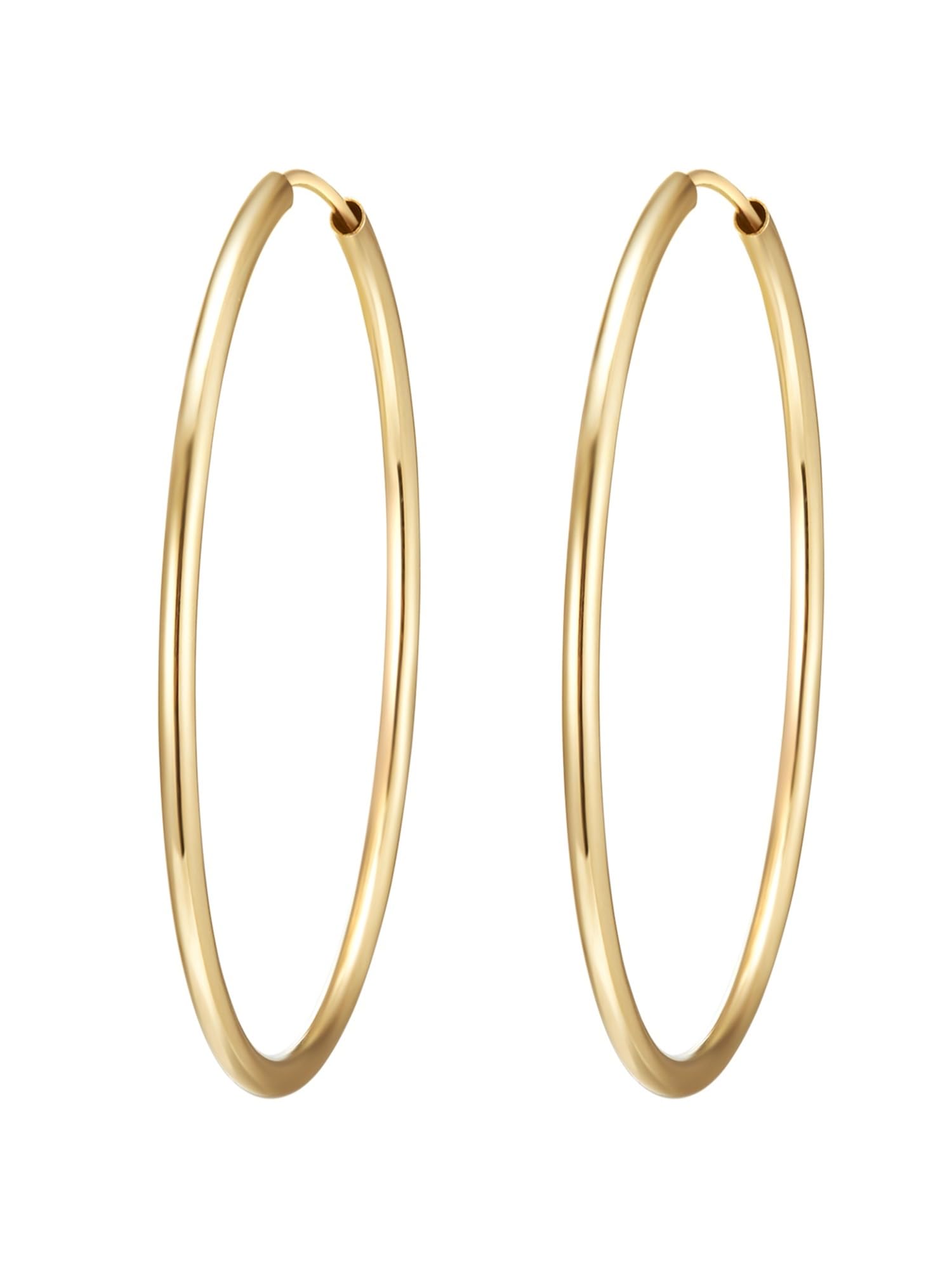 Damen Creolen aus 925/- Sterling Silber gelbvergoldet | Goldene Creolen,groß,Ohrringhöhe 4 cm,klassiche,Basic,Silbercreole,Gold