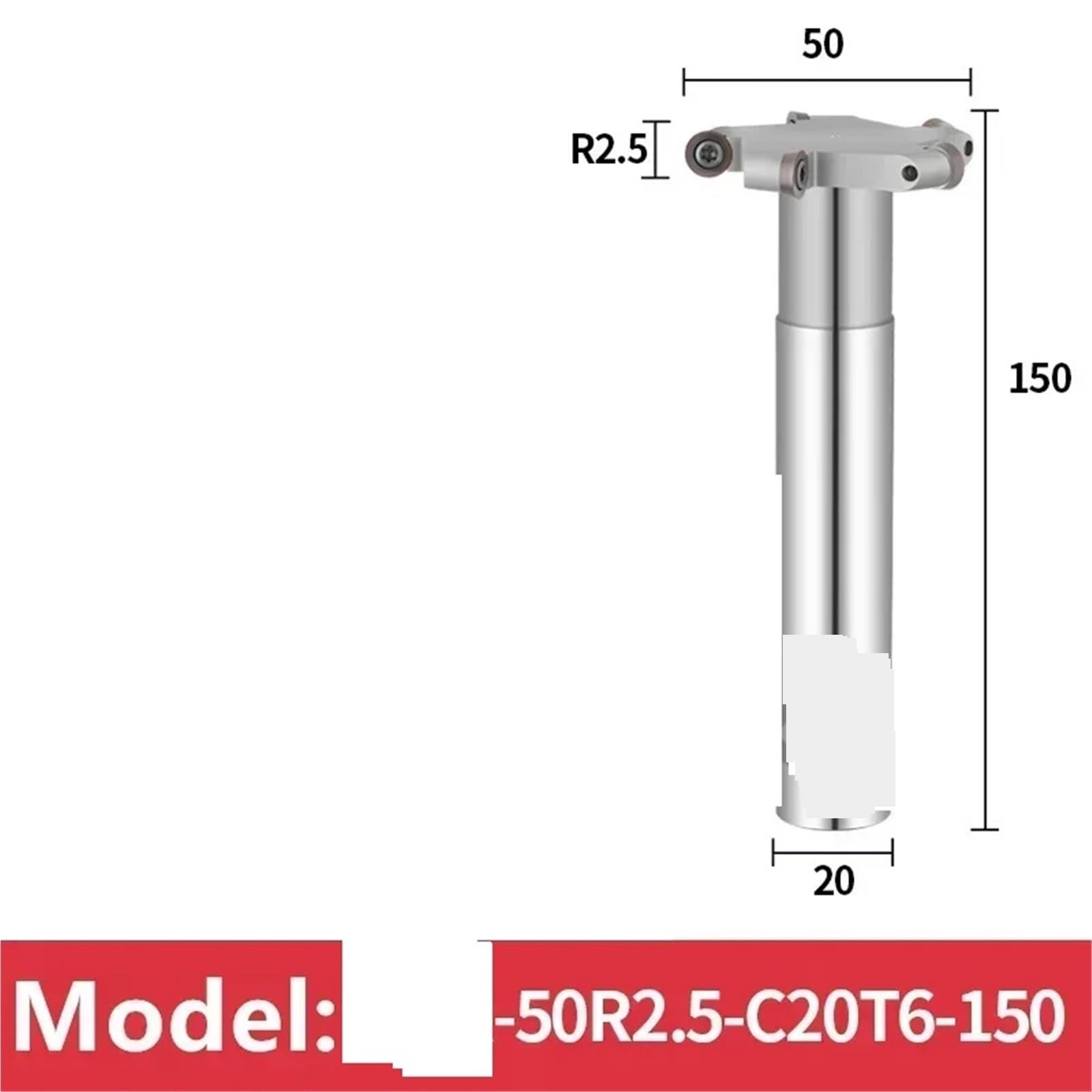 Frez do rowków w kształcie litery T Frez do rowków w kształcie litery T Płytki węglikowe CNC(50R2.5-C20T6-150)