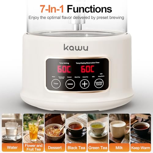 Image of Kawu Electric Kettle, 7-in-1 Hot Water Dispenser Health Pot for Tea Coffee | 2.5L Glass Tea Kettle with Temperature Control, 24H Keep Warm, BPA Free, Water Warmer for Home Office Kitchen