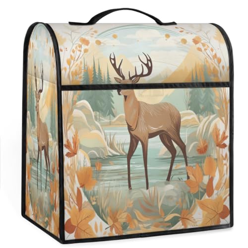 Coffee Maker Cover Autumn Leaf Deer Kitchen Appliance Covers Small Appliance Covers Blender Cover Juicer Cover Dust Covers for Kitchen Appliances with Top Handle and Pockets,Washable,C160