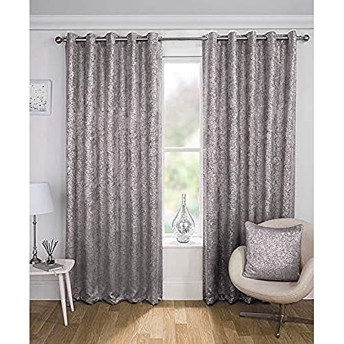 Enhanced Living Curtains, silver, Grey, Width-46 (117cm) x Drop-90 (229cm), Halo Grey, W 46.1" x L 90.2" (1 Panels)