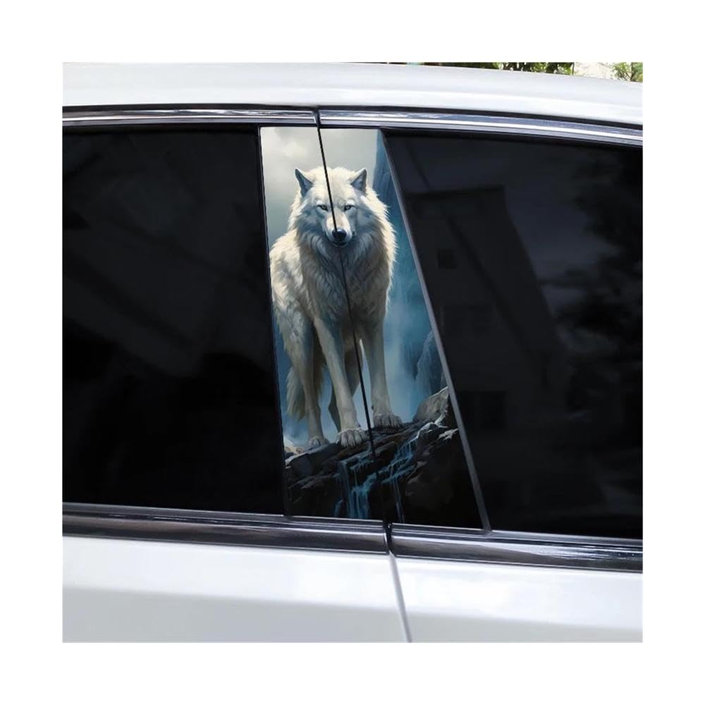 Body Parts 2pcs Wolf Full Moon Car Center Pillar Sticker(F)