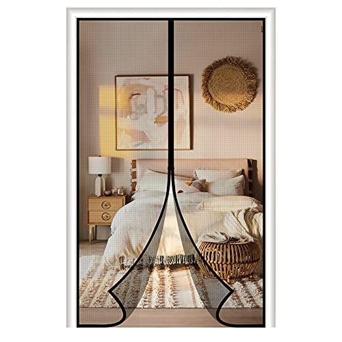 MAGZO Magnetic Screen Door, Fits Door Size 34'' x 82'' Center Opening, Durable Fiberglass Good Corrosion Resistance, High Light Transmittance, Windproof, Upgraded Magnets Handsfree Entry (Grey)