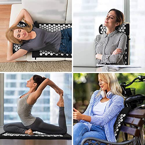 Angelkiss Akupressur-Set Akupressurmatte mit Kissen zur Wohltuenden Entspannung und Massage, Linderung von Rückenschmerzen Kopf-Nackenschmerzen, Stress Schlafstörungen zu Hause, ins Büro, Schwarz-Weiß