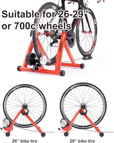 CXWXC Fahrrad Rollentrainer, Klappbar Stahl Bike Trainer mit Schnellspanner Vorderradunterlage Radtrainer für 26-29 Zoll Fahrradtraining Fahrradfahren Zuhause Indoor