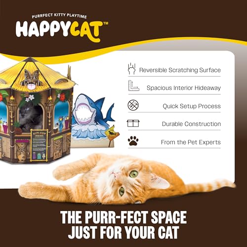 Casa rascador para gatos HappyCat Tiki Hut de cartón tropical miniatura 2