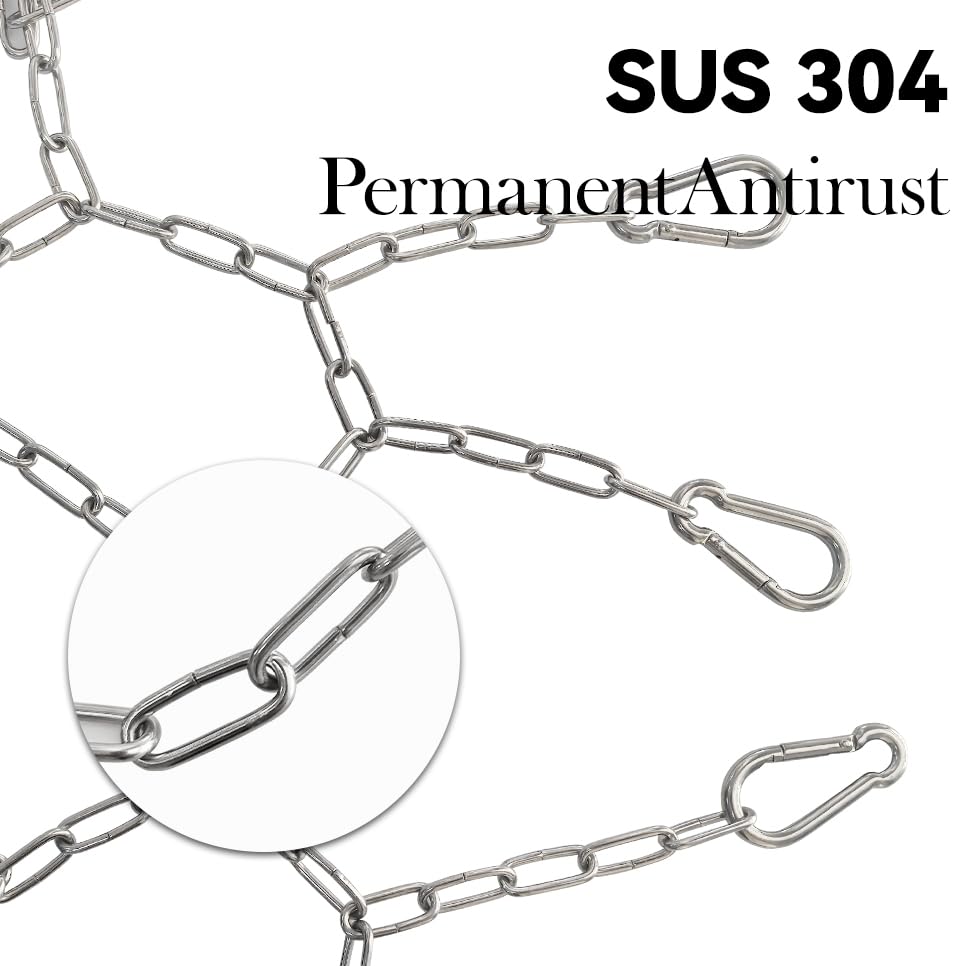 SUGOOE Basketball Net, 304 Stainless Steel Basketball Chain Net with 12 Hooks, Suitable for Quick Installation