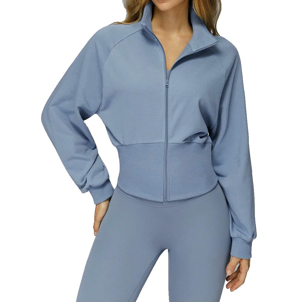 QXDZSW - Sudadera de invierno para mujer, de manga larga, con cuello alto, resistente al viento, con cremallera, cálida, holgada, para correr
