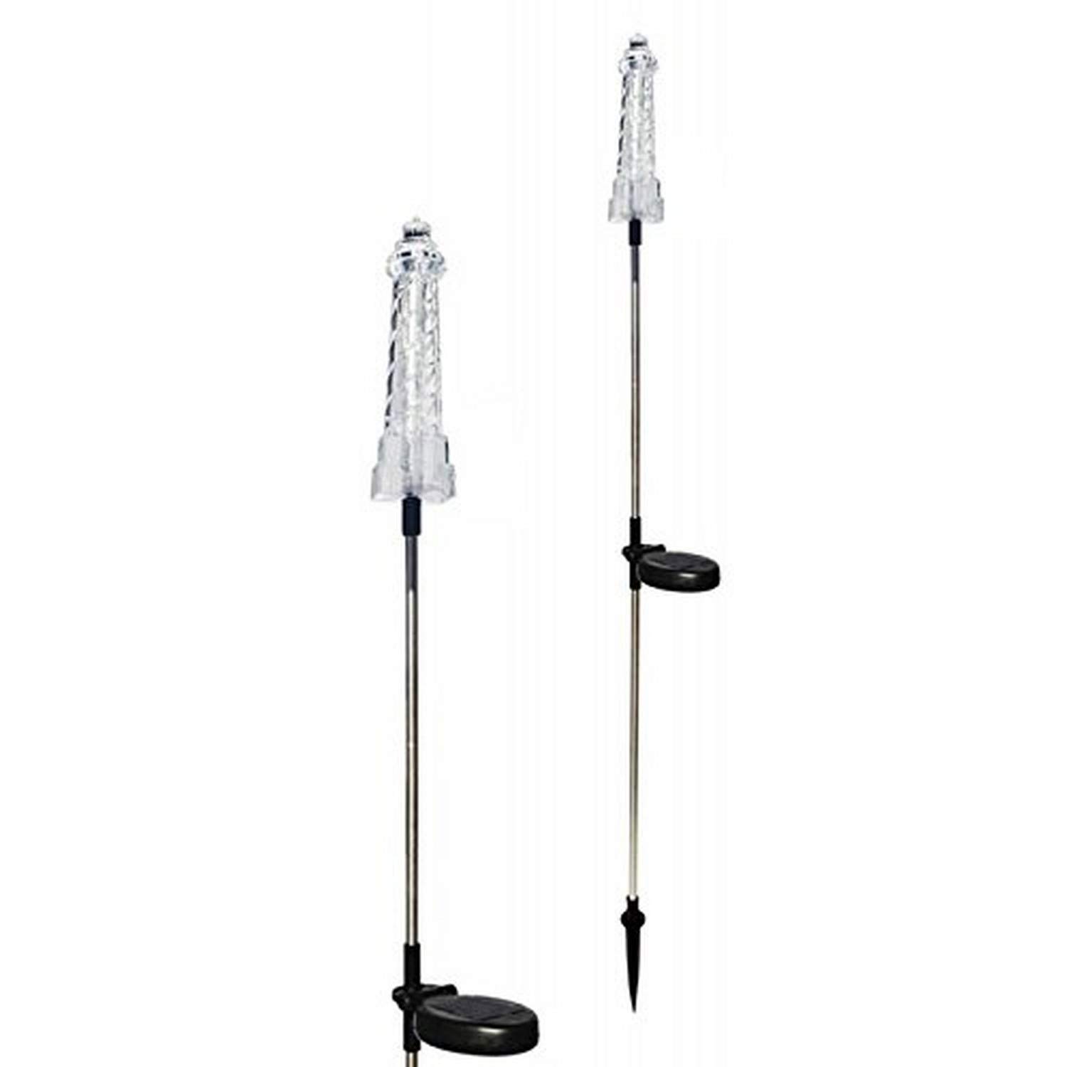E2177 Solar Lighthouse Garden Stake Color Change Light, Medium, 2-Piece
