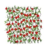 Clôture Artificielle en Bois avec Feuillage décoratif, rosiers artificiels, Habillage de Jardin, clôture télescopique en Bois pour balcons, Cours, fenêtres, escaliers, Murs