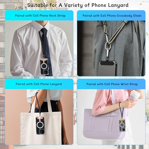 2Pcs Phone Tether Tab, Metal Sticky-Free Phone Lanyard Triangle-black+silver - 第 2/55 張圖片