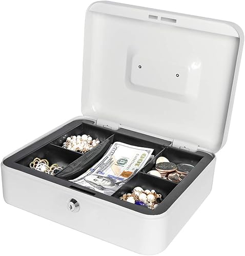 Vista 121 de Jssmst - Caja de dinero pequeña con bandeja, caja con bloqueo, Negro L