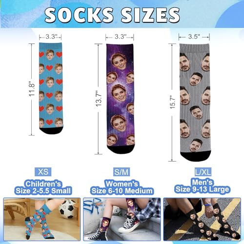 Dreamdecor Custom Funny Socks with Photo Novelty Face Crew Socks Personalized Funny Gifts for Men Women Kids