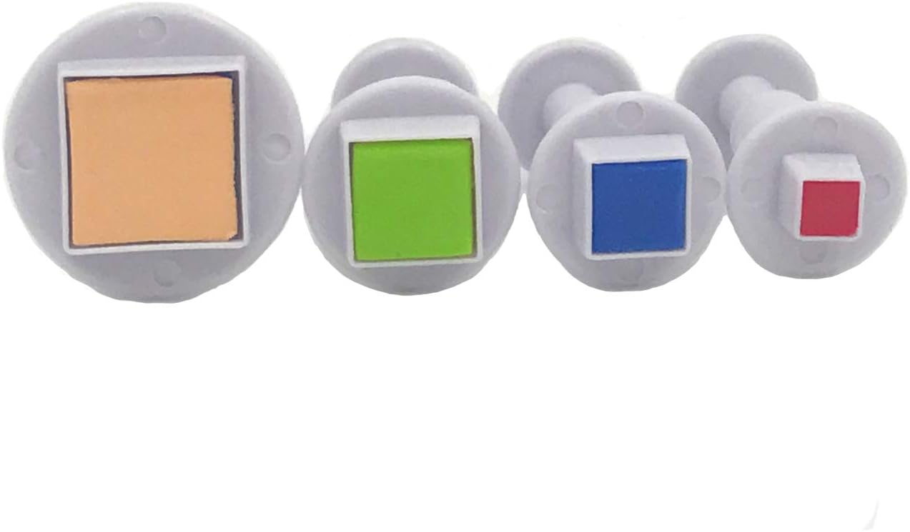 Square Sugarcraft Plunger Cutter DIY Mold for Cupcake Toppers Fondant Cake Decorating,4-Pack by MERRY BIRD