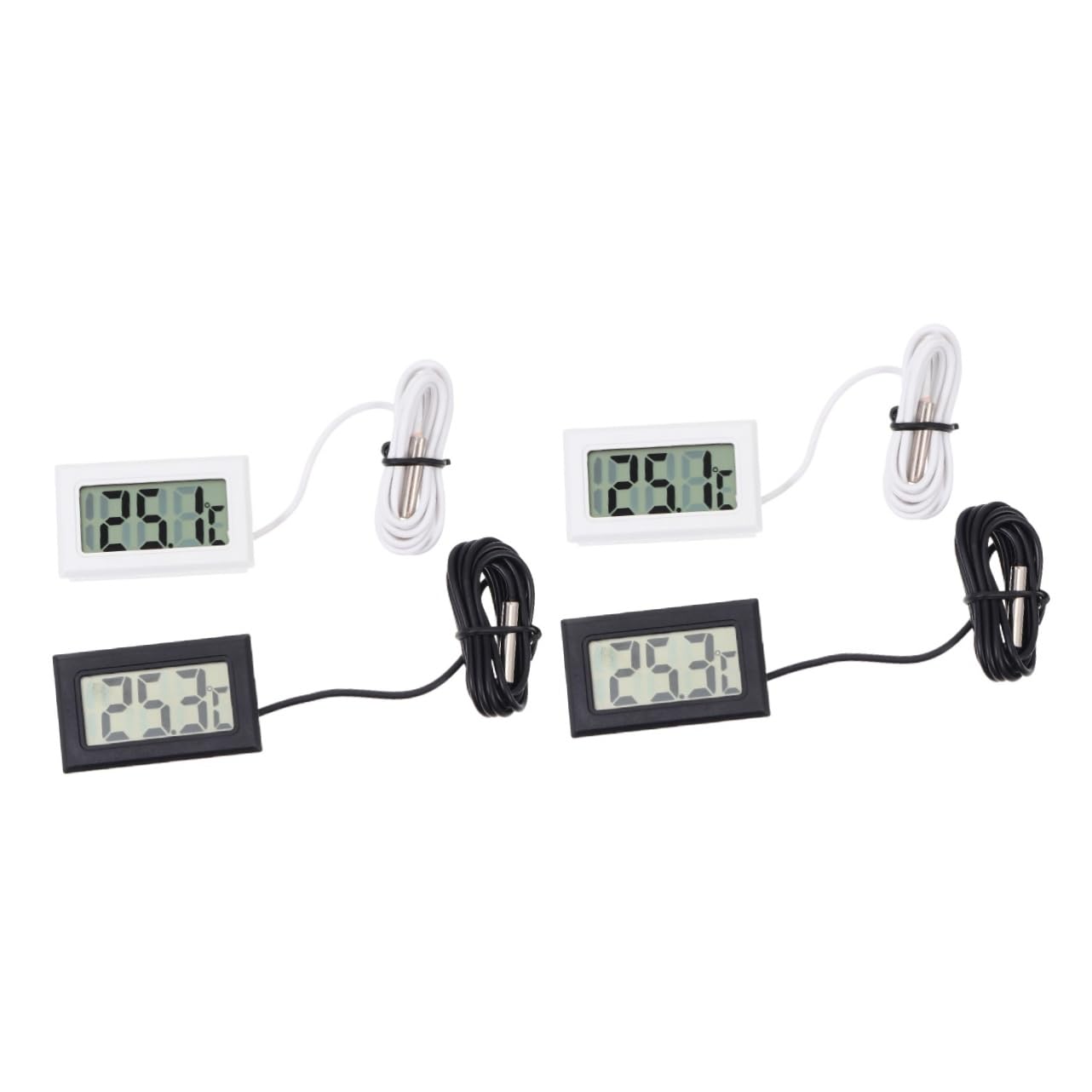 Mikikit 2sets Digital Thermometer for Kitchen Indoor Refrigerator Mini Easy to Read Display 2pcs*2