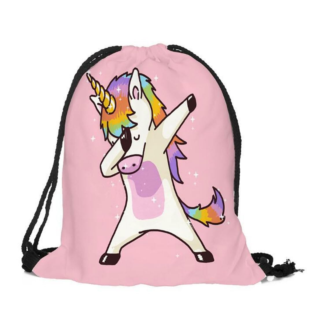 JOCXZI mochila cuerdas,mochila cuerdas mujer,mochila de cuerdas,mochila saco,mochila tela,mochila playa,mochila gimnasio,bolsa merienda infantil,Bolso con cordón de unicornio impreso en 3D (|Rosa)