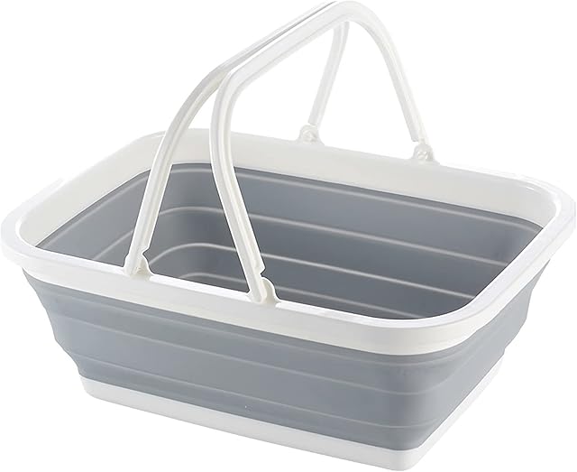 Collapsible Sinks Camping Picnic Baskets Folding Laundry Basket Foldable Ice Buckets Collapsible Washing Up Bowl with Handles for Washing Dishes Hiking Home Laundry Bathroom Bedroom Storage