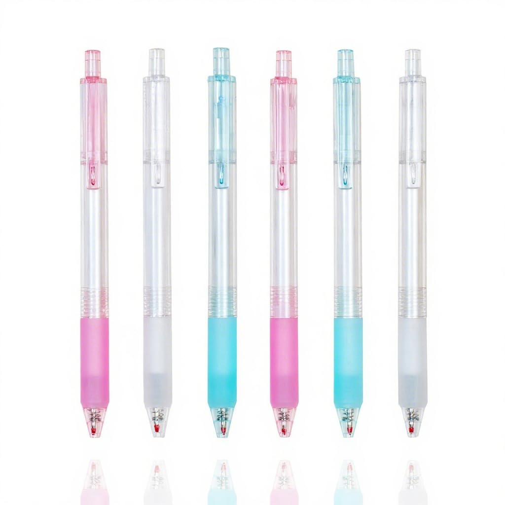 Kawaii Ballpoint Pens Fine Point 0.38mm Black School Supplies Cute Gel Ink Pens Suitable For Kid Child Teen (Pack of 6pcs)