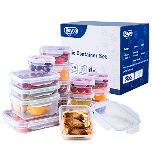 BAYCO [16 Pack] Food Storage Containers with Lids, Plastic Food Containers with Lids, Airtight Storage Container Sets for Healthy Diet, Vegetables, Snack & Fruit, BPA Free & Leakproof - Thumbnail 2