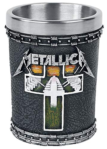 Nemesis Now B4683N9 Metallica-Master of Puppets - Vaso de chupito de resina con inserto de acero inoxidable, 7 cm, color negro