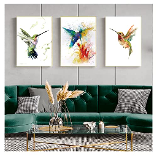 Peinture Aquarelle Colibri d'Art Toile 60x80cm Lumineuse