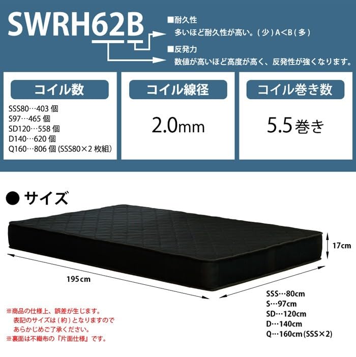 Amazon.co.jp: ビックスリー【コイル数620個】【通気性 ポケットコイル 