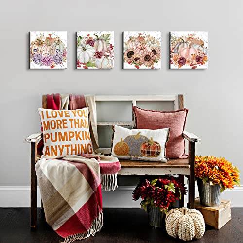 Fall-Canvas-Wall-Art-Pumpkin-Wall-Decor-Halloween-Decorations-Indoor-Autumn-Harvest-Themed-Sunflower-Pictures-Painting-for-Kitchen-Dinner-Room-Festival-Party-Home-Decor-Pumpkins-Posters-12×12-4-Pcs Fall Canvas Wall Art Pumpkin Wall Decor Halloween Decorations Indoor Autumn Harvest Themed Sunflower Pictures Painting for Kitchen Dinner Room Festival Party Home Decor Pumpkins Posters 12×12 4 Pcs