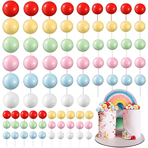 Tondiamo 108 Pcs Balls Cake Topper Balloons Cupcake Topper Diy Cake Insert Topper Foam Cake Balls Baking Decoration For Wedding Anniversary Birthday (Pastel Colors,Multi Sizes) #TOP26