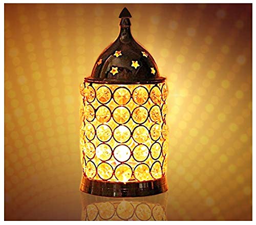 CRAFTSMAN Crafts'man Diwali Gift/Diwali Deepawali Decoration Akhand Diya Decorative Brass Crystal Oil Lamp